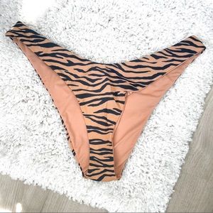 Aerie Tan Black Tiger Print Highest Cut Cheeky Bottom Size XL